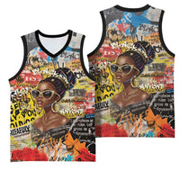 Black Her Story Graffiti Queen Basketball Jersey Black Woman Empowerment - Wonder Print Shop