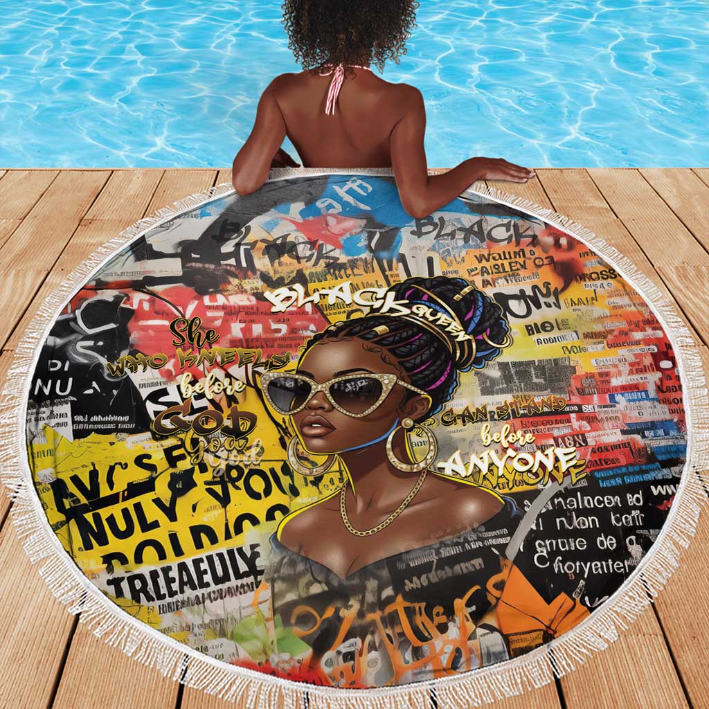 Black Her Story Graffiti Queen Beach Blanket Black Woman Empowerment - Wonder Print Shop