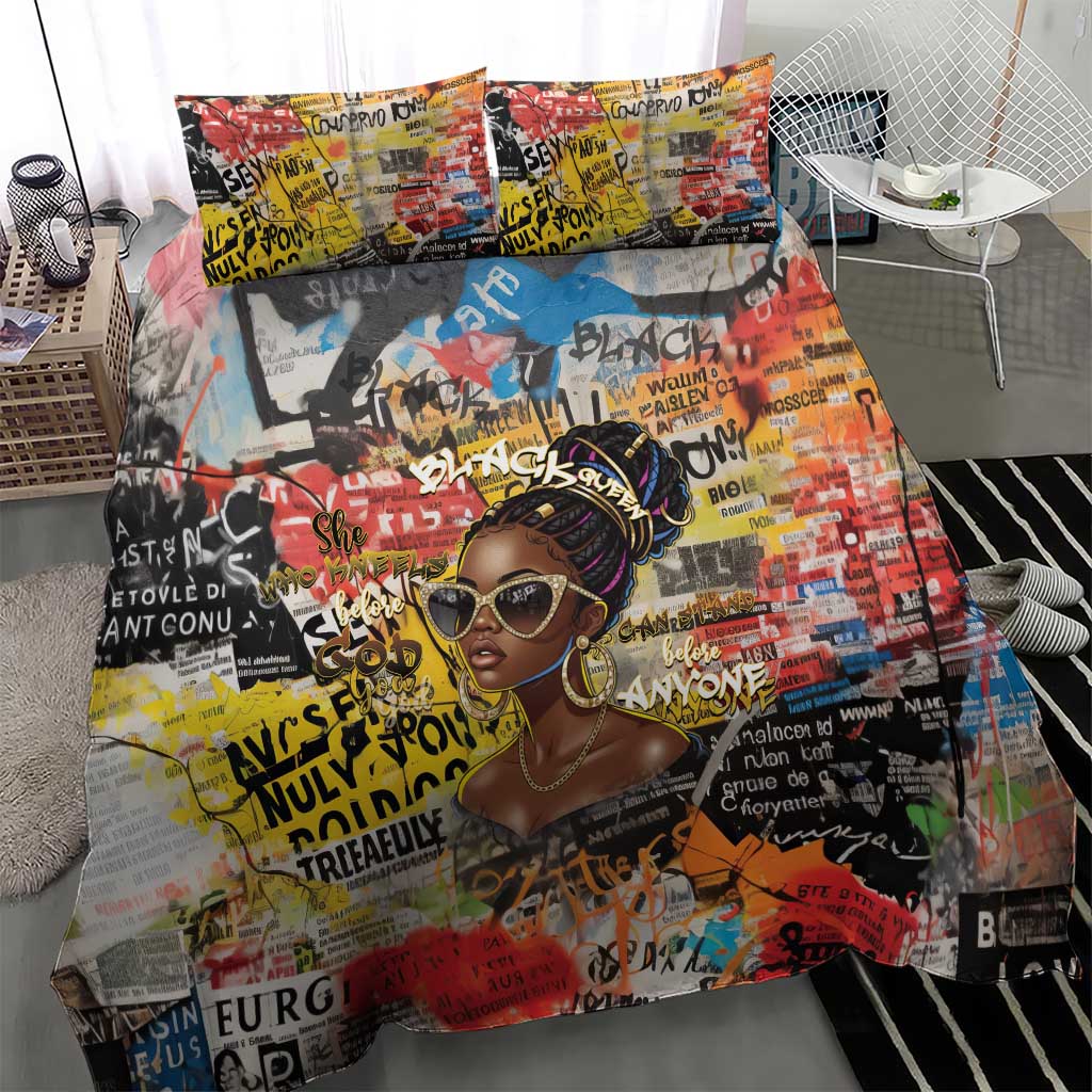 Black Her Story Graffiti Queen Bedding Set Black Woman Empowerment - Wonder Print Shop
