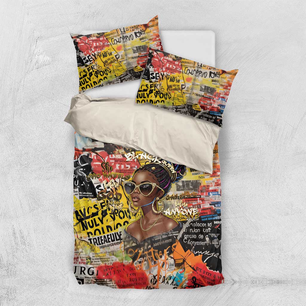 Black Her Story Graffiti Queen Bedding Set Black Woman Empowerment - Wonder Print Shop