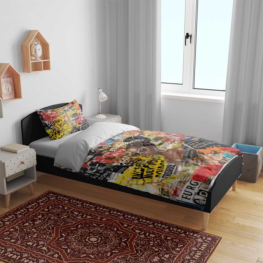 Black Her Story Graffiti Queen Bedding Set Black Woman Empowerment - Wonder Print Shop