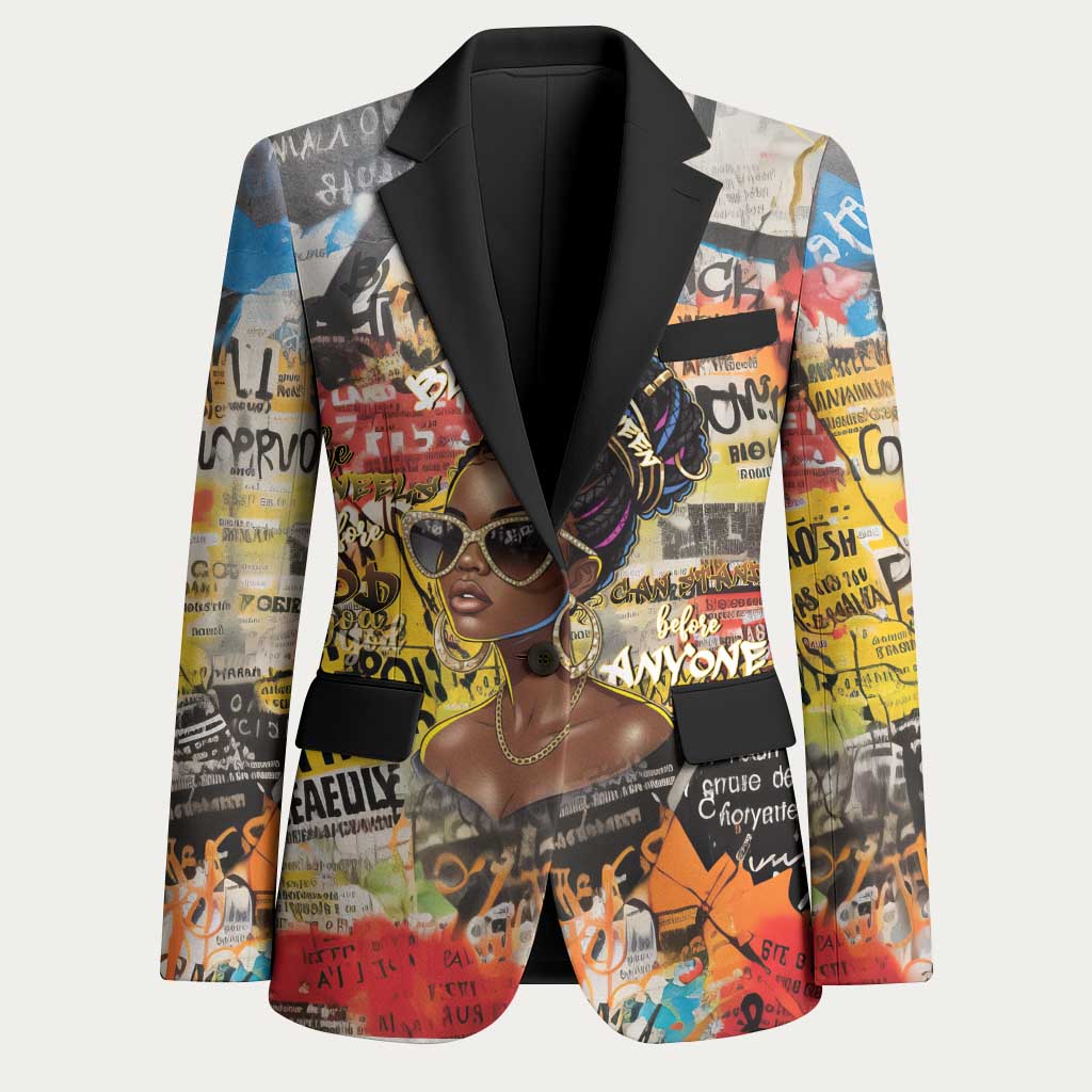 Black Her Story Graffiti Queen Blazer Black Woman Empowerment - Wonder Print Shop