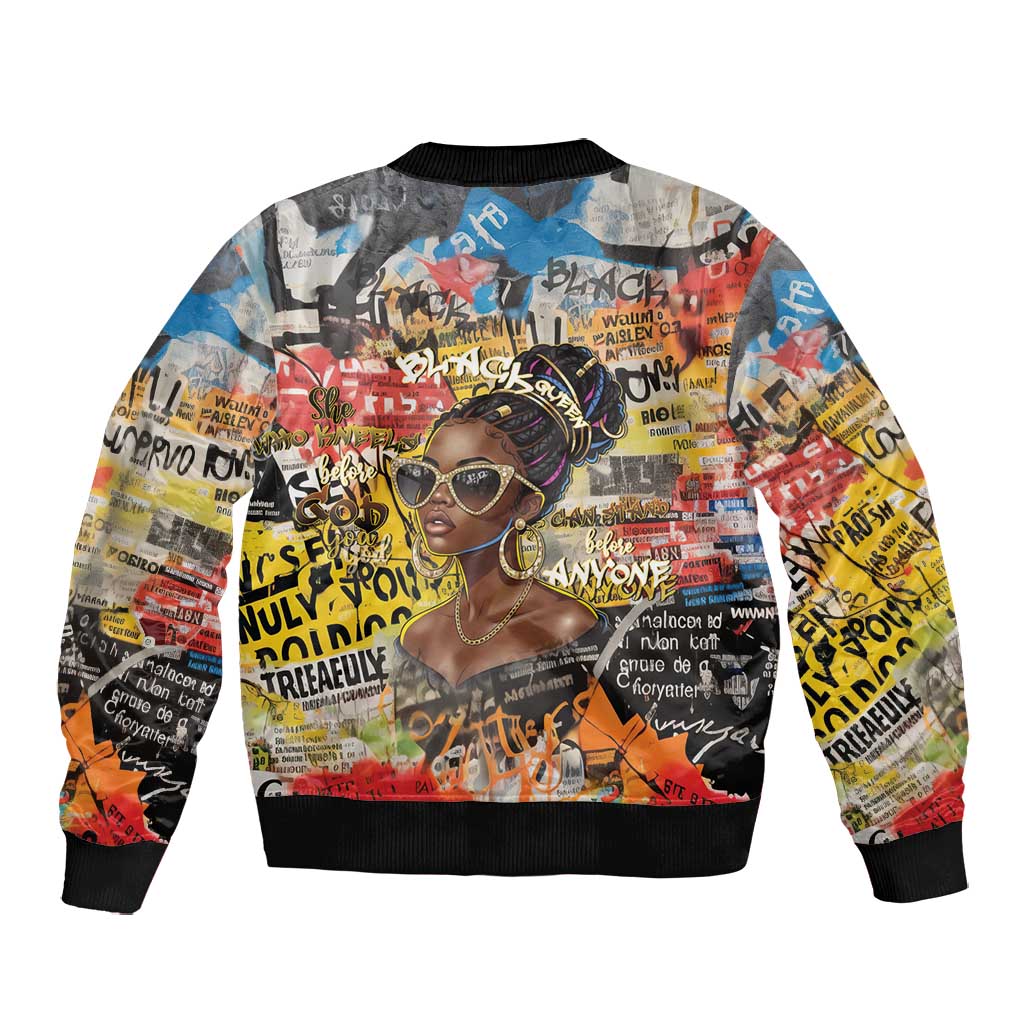Black Her Story Graffiti Queen Bomber Jacket Black Woman Empowerment - Wonder Print Shop