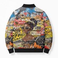 Black Her Story Graffiti Queen Bomber Puffer Jacket Black Woman Empowerment - Wonder Print Shop