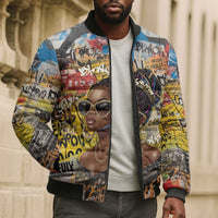 Black Her Story Graffiti Queen Bomber Puffer Jacket Black Woman Empowerment - Wonder Print Shop