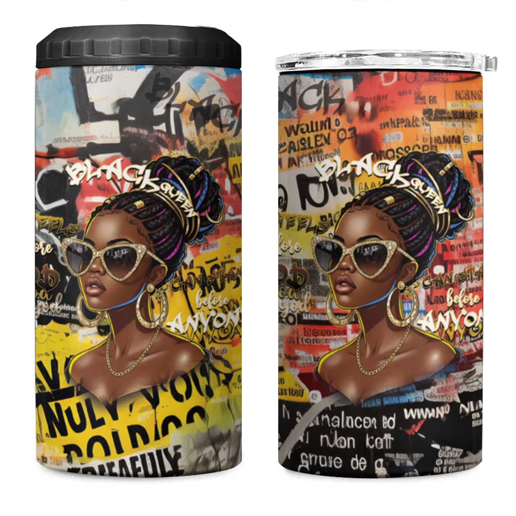 Black Her Story Graffiti Queen 4 in 1 Can Cooler Tumbler Black Woman Empowerment - Wonder Print Shop