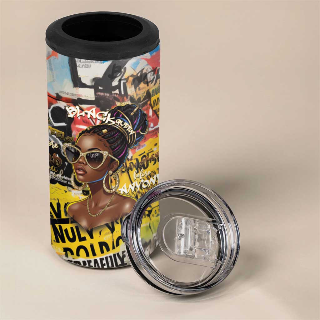 Black Her Story Graffiti Queen 4 in 1 Can Cooler Tumbler Black Woman Empowerment - Wonder Print Shop