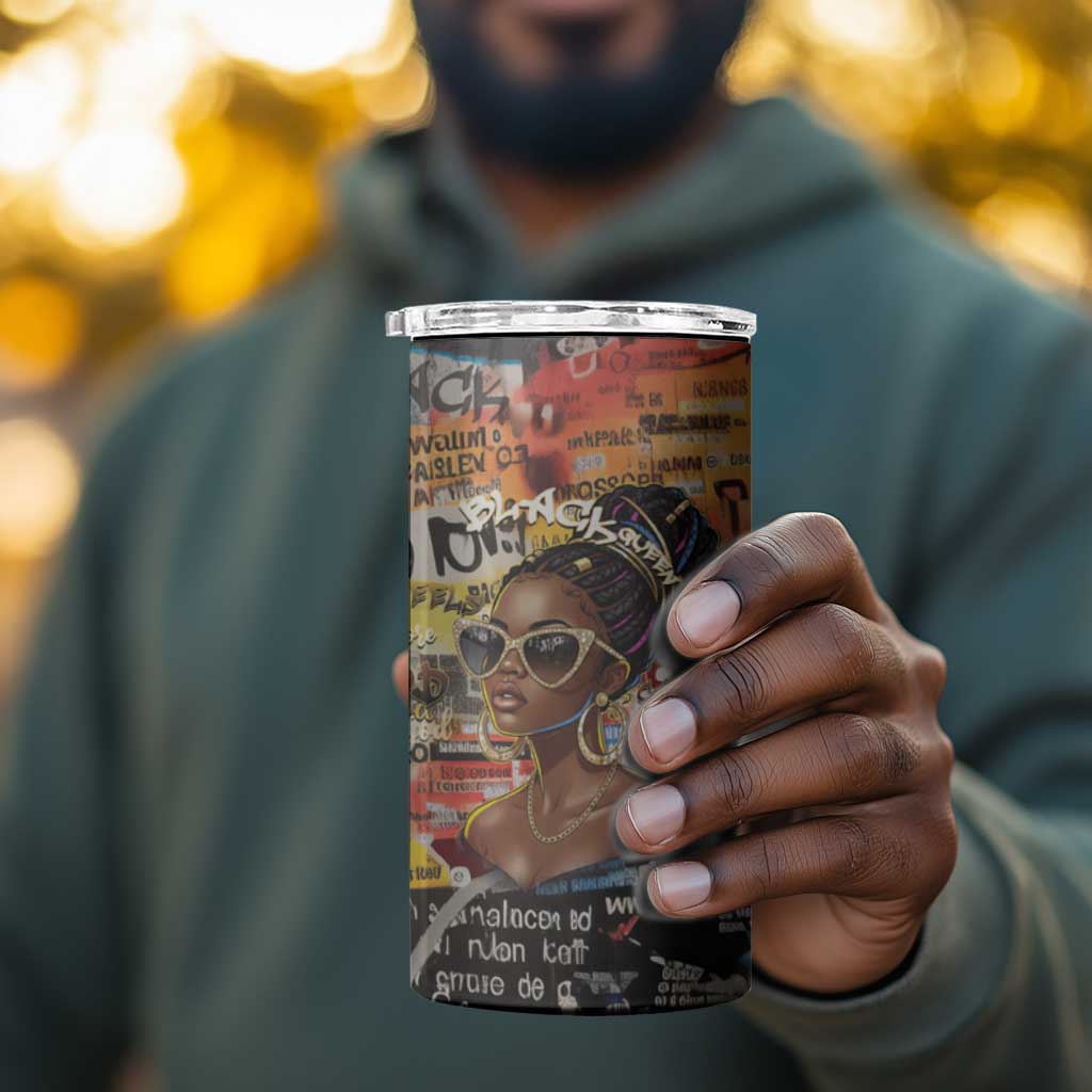 Black Her Story Graffiti Queen 4 in 1 Can Cooler Tumbler Black Woman Empowerment - Wonder Print Shop
