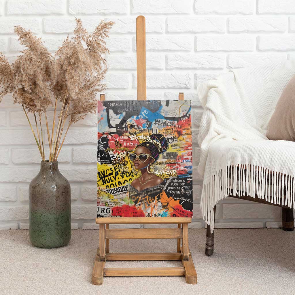 Black Her Story Graffiti Queen Canvas Wall Art Black Woman Empowerment - Wonder Print Shop