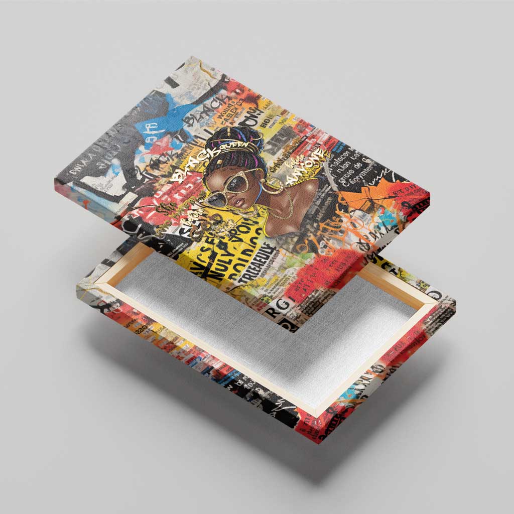 Black Her Story Graffiti Queen Canvas Wall Art Black Woman Empowerment - Wonder Print Shop