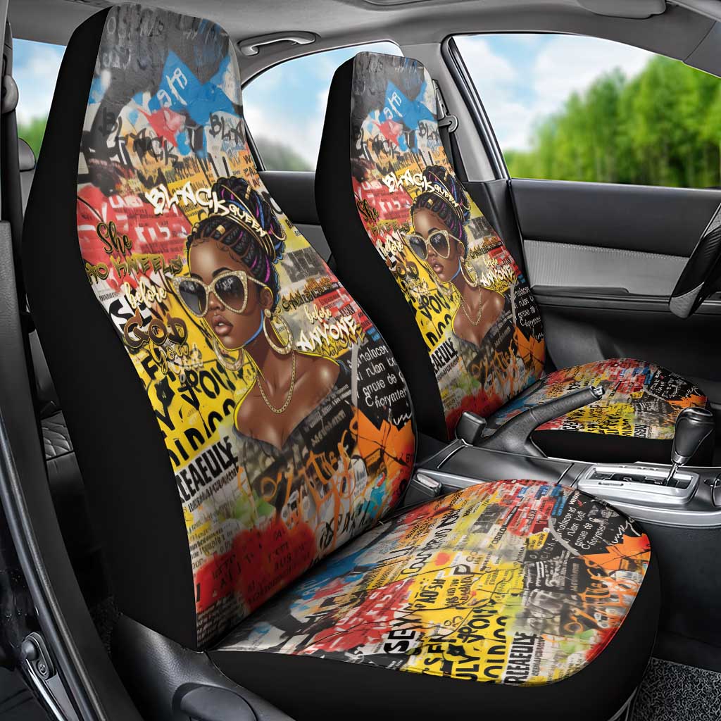 Black Her Story Graffiti Queen Car Seat Cover Black Woman Empowerment - Wonder Print Shop