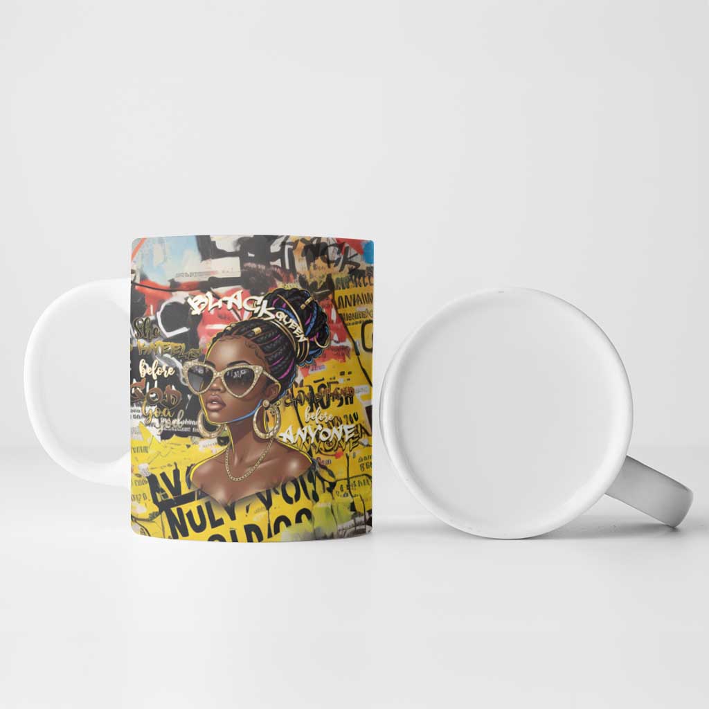 Black Her Story Graffiti Queen Ceramic Mug Black Woman Empowerment - Wonder Print Shop
