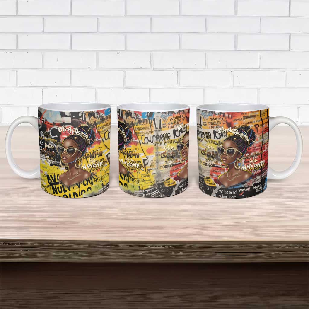 Black Her Story Graffiti Queen Ceramic Mug Black Woman Empowerment - Wonder Print Shop