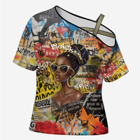 Black Her Story Graffiti Queen Cross Shoulder Shirt Black Woman Empowerment - Wonder Print Shop