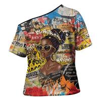 Black Her Story Graffiti Queen Cross Shoulder Shirt Black Woman Empowerment - Wonder Print Shop
