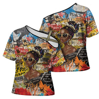 Black Her Story Graffiti Queen Cross Shoulder Shirt Black Woman Empowerment - Wonder Print Shop