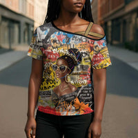 Black Her Story Graffiti Queen Cross Shoulder Shirt Black Woman Empowerment - Wonder Print Shop