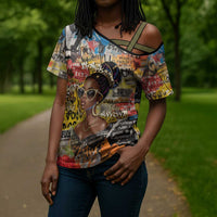 Black Her Story Graffiti Queen Cross Shoulder Shirt Black Woman Empowerment - Wonder Print Shop