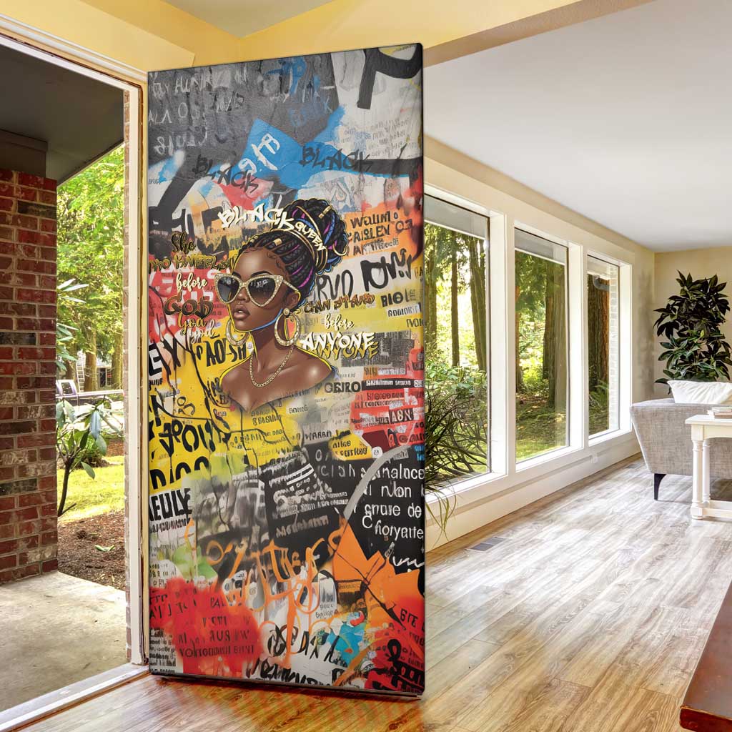 Black Her Story Graffiti Queen Door Cover Black Woman Empowerment - Wonder Print Shop