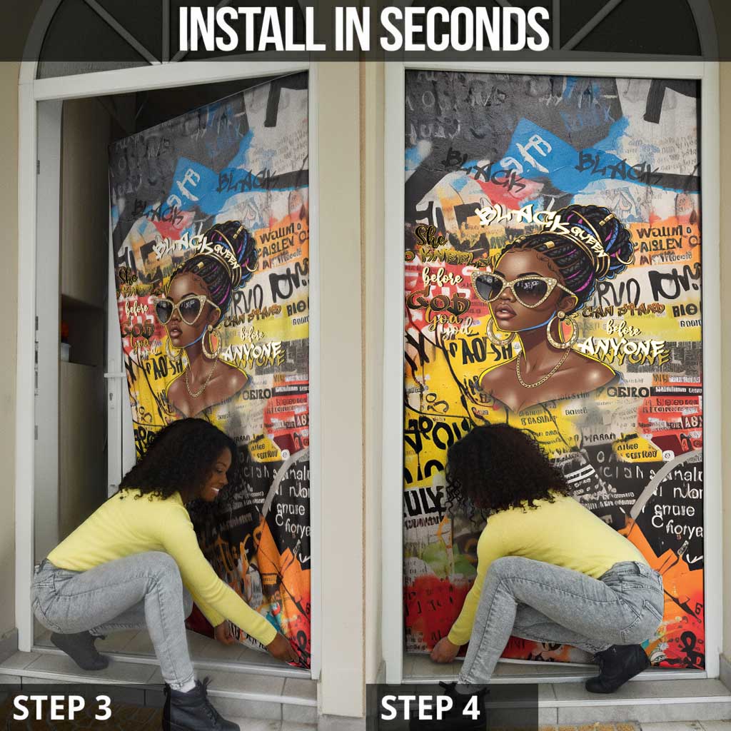 Black Her Story Graffiti Queen Door Cover Black Woman Empowerment - Wonder Print Shop