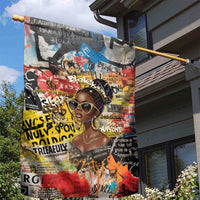 Black Her Story Graffiti Queen Garden Flag Black Woman Empowerment - Wonder Print Shop