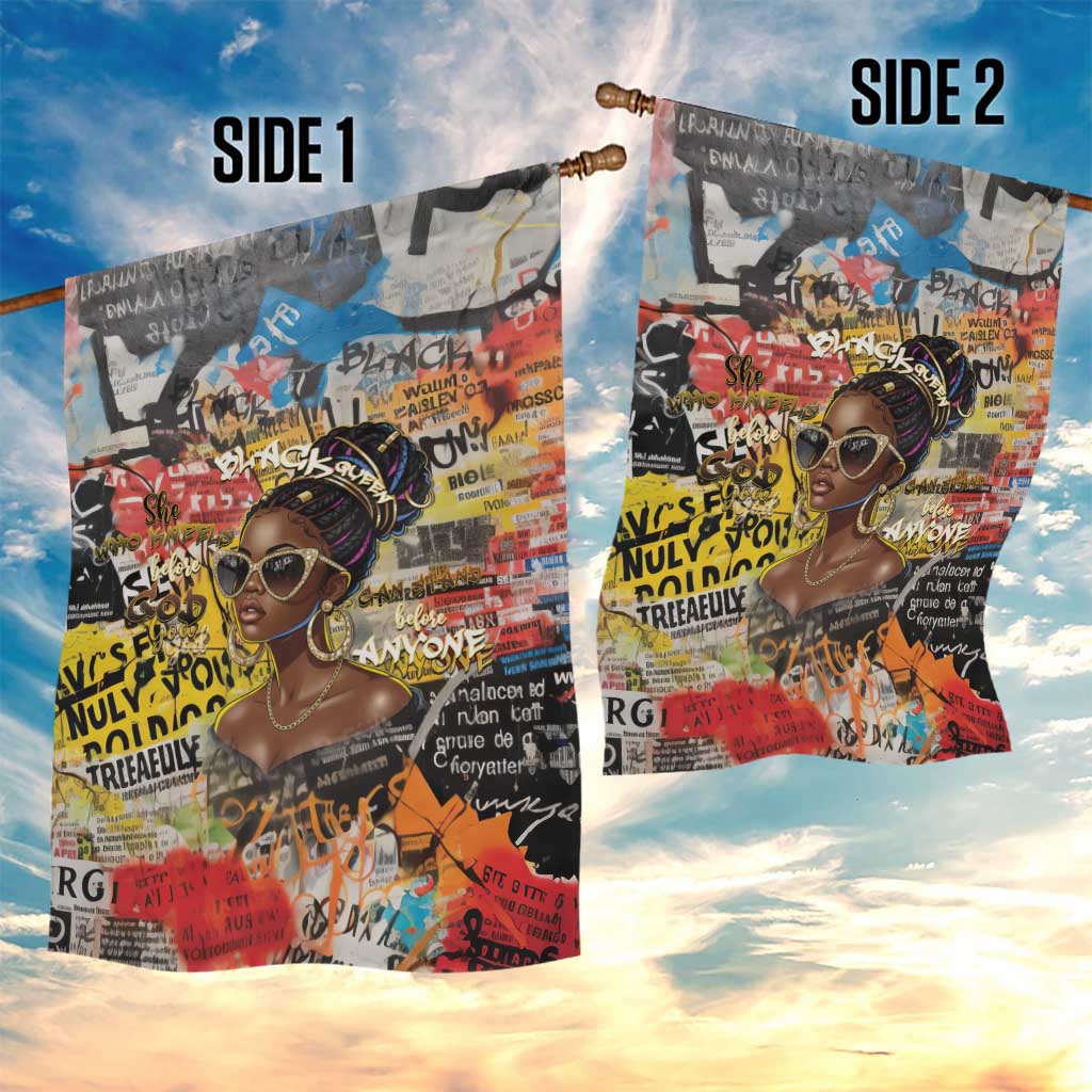 Black Her Story Graffiti Queen Garden Flag Black Woman Empowerment - Wonder Print Shop