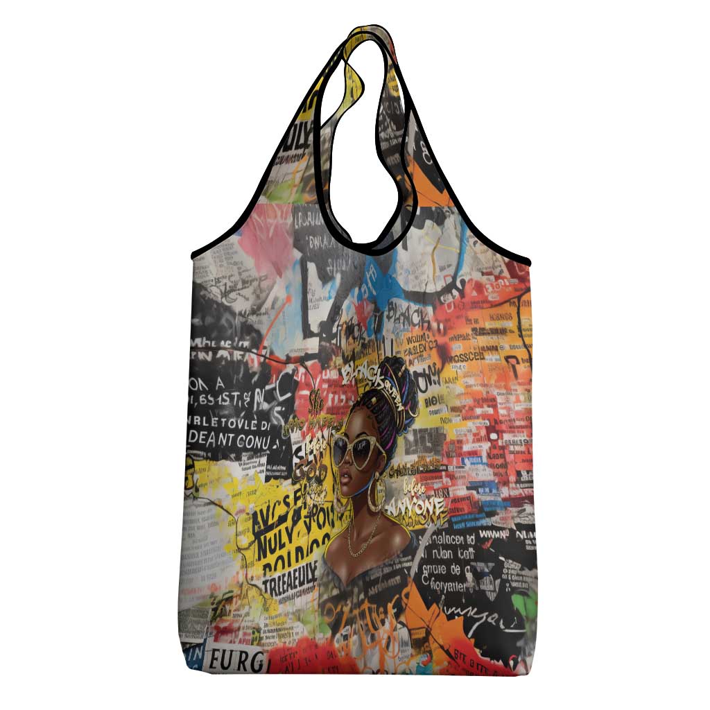 Black Her Story Graffiti Queen Grocery Bag Black Woman Empowerment - Wonder Print Shop