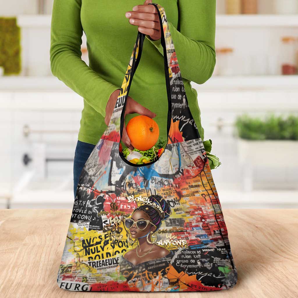 Black Her Story Graffiti Queen Grocery Bag Black Woman Empowerment - Wonder Print Shop