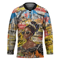 Black Her Story Graffiti Queen Hockey Jersey Black Woman Empowerment - Wonder Print Shop