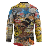 Black Her Story Graffiti Queen Hockey Jersey Black Woman Empowerment - Wonder Print Shop