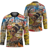 Black Her Story Graffiti Queen Hockey Jersey Black Woman Empowerment - Wonder Print Shop