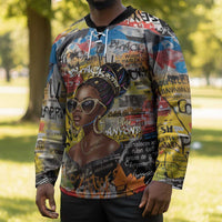 Black Her Story Graffiti Queen Hockey Jersey Black Woman Empowerment - Wonder Print Shop