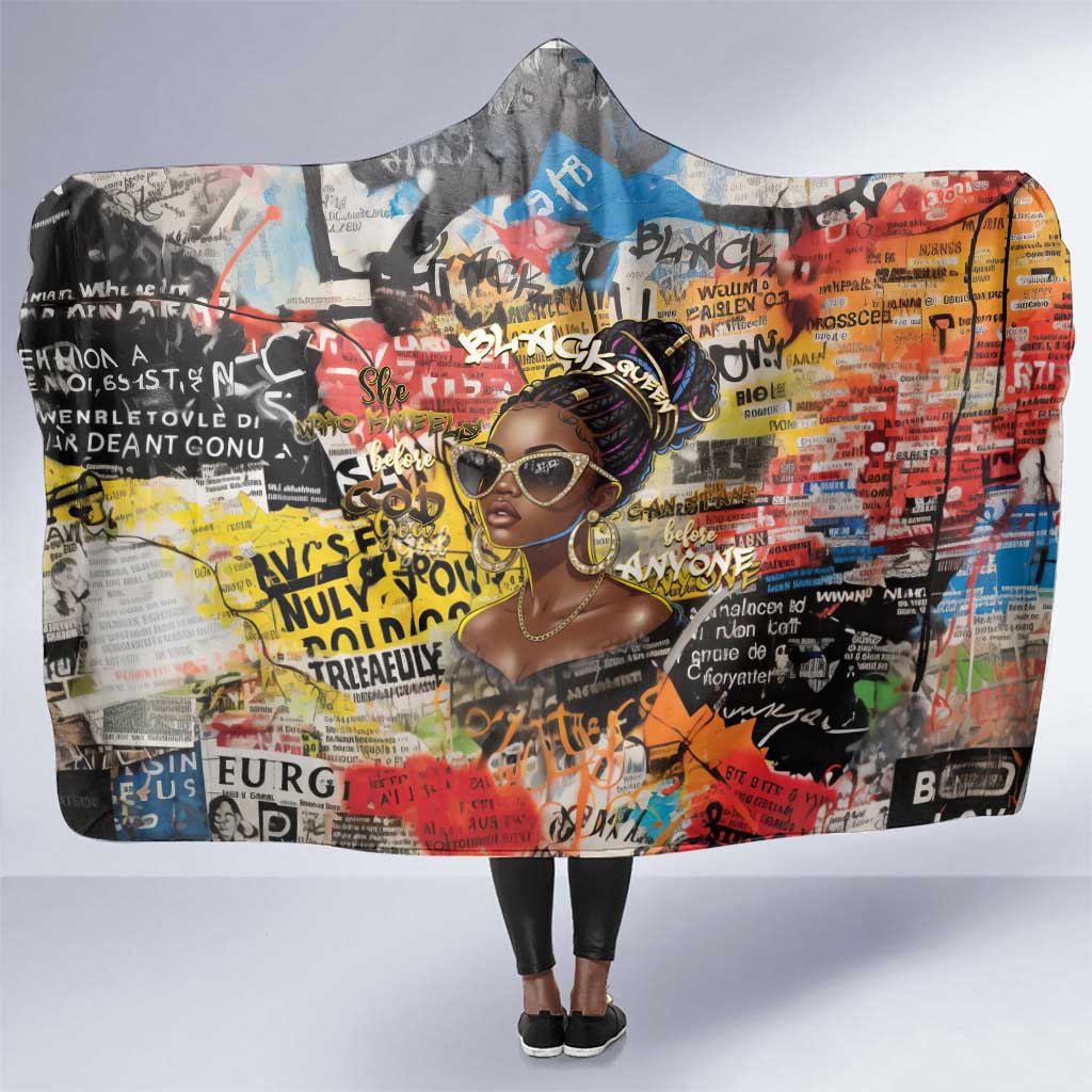 Black Her Story Graffiti Queen Hooded Blanket Black Woman Empowerment - Wonder Print Shop