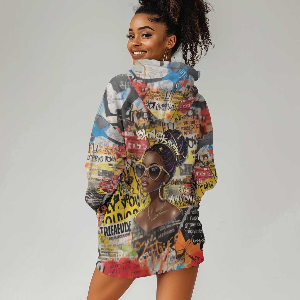 Black Her Story Graffiti Queen Hoodie Dress Black Woman Empowerment - Wonder Print Shop
