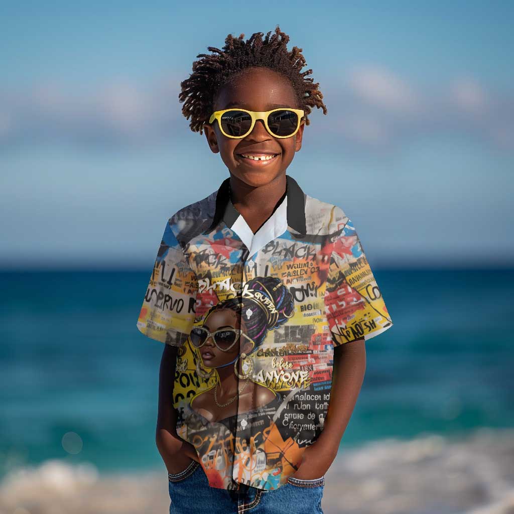 Black Her Story Graffiti Queen Kid Hawaiian Shirt Black Woman Empowerment - Wonder Print Shop