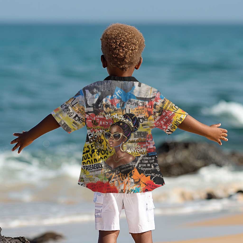 Black Her Story Graffiti Queen Kid Hawaiian Shirt Black Woman Empowerment - Wonder Print Shop