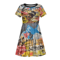 Black Her Story Graffiti Queen Kid Short Sleeve Dress Black Woman Empowerment - Wonder Print Shop