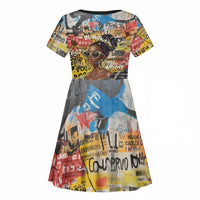 Black Her Story Graffiti Queen Kid Short Sleeve Dress Black Woman Empowerment - Wonder Print Shop