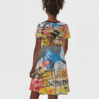 Black Her Story Graffiti Queen Kid Short Sleeve Dress Black Woman Empowerment - Wonder Print Shop