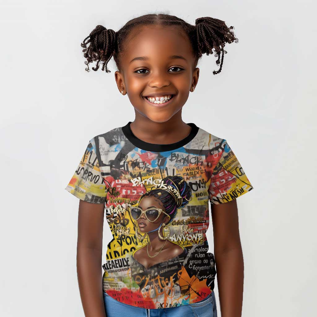 Black Her Story Graffiti Queen Kid T shirt Black Woman Empowerment - Wonder Print Shop