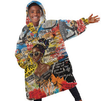 Black Her Story Graffiti Queen Kid Wearable Blanket Hoodie Black Woman Empowerment - Wonder Print Shop