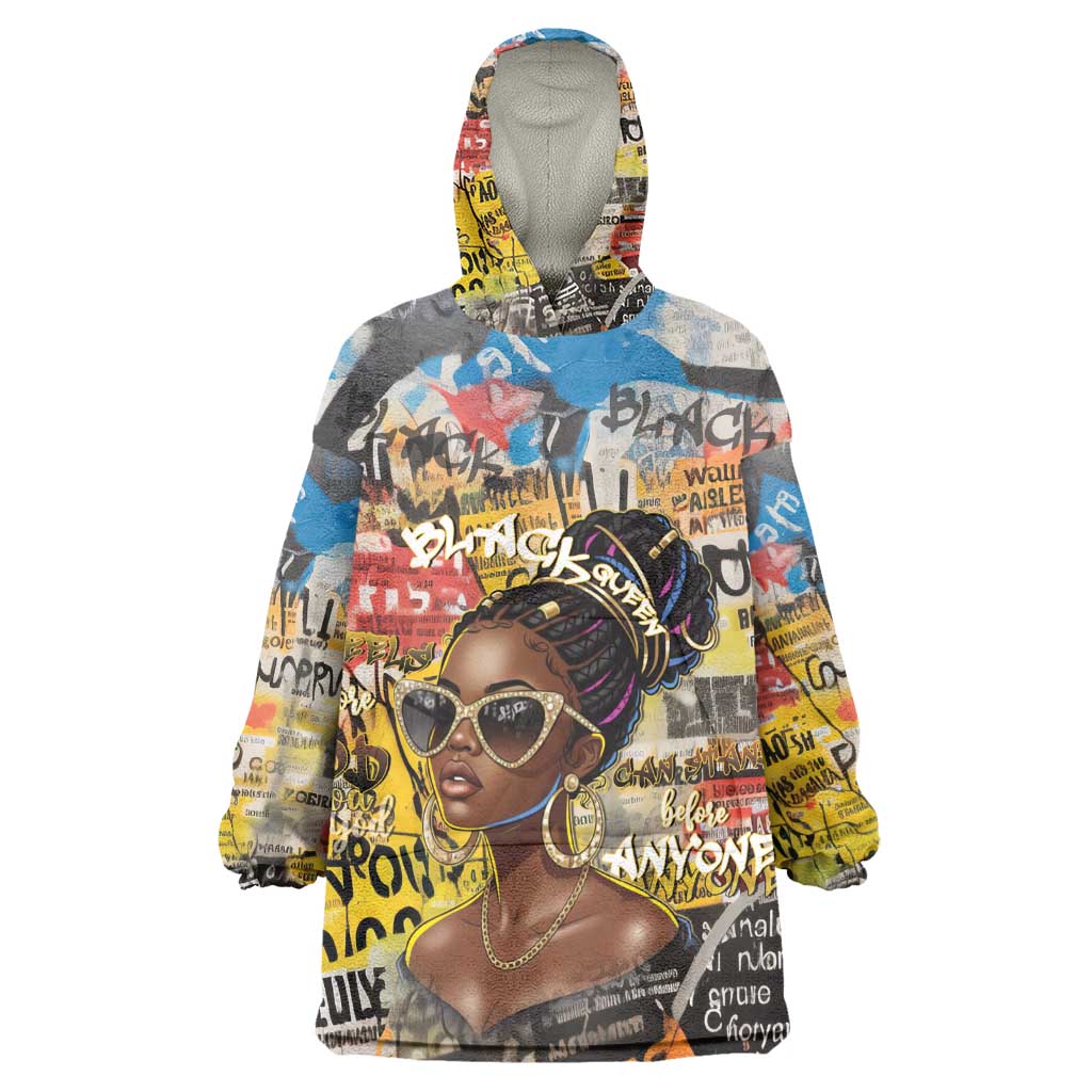 Black Her Story Graffiti Queen Kid Wearable Blanket Hoodie Black Woman Empowerment - Wonder Print Shop