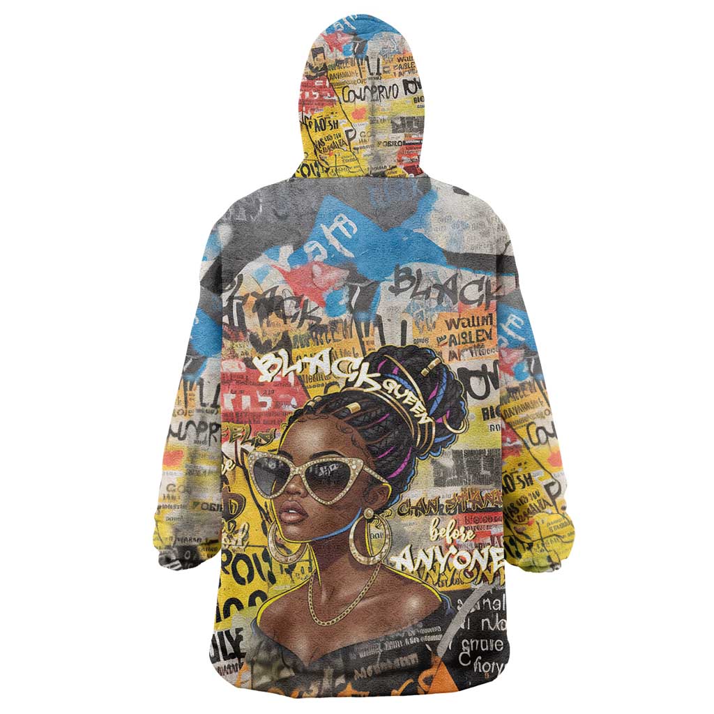 Black Her Story Graffiti Queen Kid Wearable Blanket Hoodie Black Woman Empowerment - Wonder Print Shop