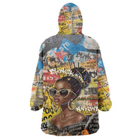 Black Her Story Graffiti Queen Kid Wearable Blanket Hoodie Black Woman Empowerment - Wonder Print Shop