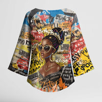 Black Her Story Graffiti Queen Kimono Sleeve Blouse Black Woman Empowerment - Wonder Print Shop