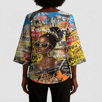 Black Her Story Graffiti Queen Kimono Sleeve Blouse Black Woman Empowerment - Wonder Print Shop