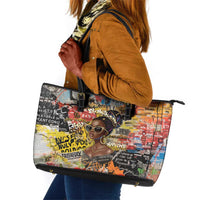 Black Her Story Graffiti Queen Leather Tote Bag Black Woman Empowerment - Wonder Print Shop