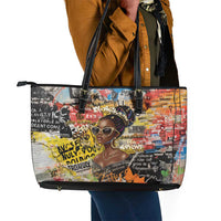 Black Her Story Graffiti Queen Leather Tote Bag Black Woman Empowerment - Wonder Print Shop