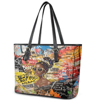Black Her Story Graffiti Queen Leather Tote Bag Black Woman Empowerment - Wonder Print Shop