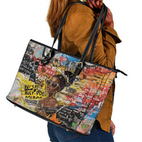 Black Her Story Graffiti Queen Leather Tote Bag Black Woman Empowerment - Wonder Print Shop